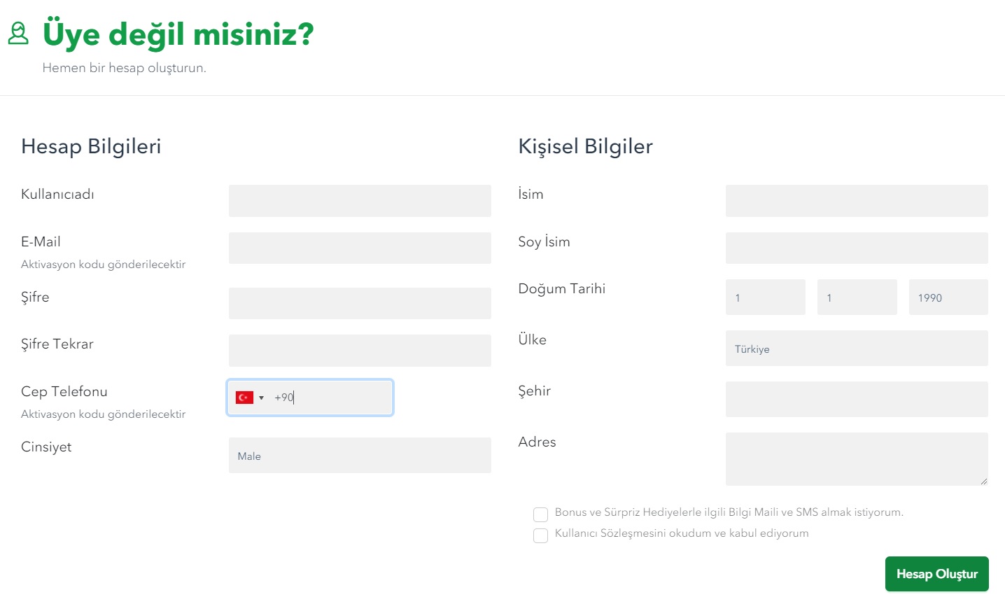 Tipobet365 kayıt formu